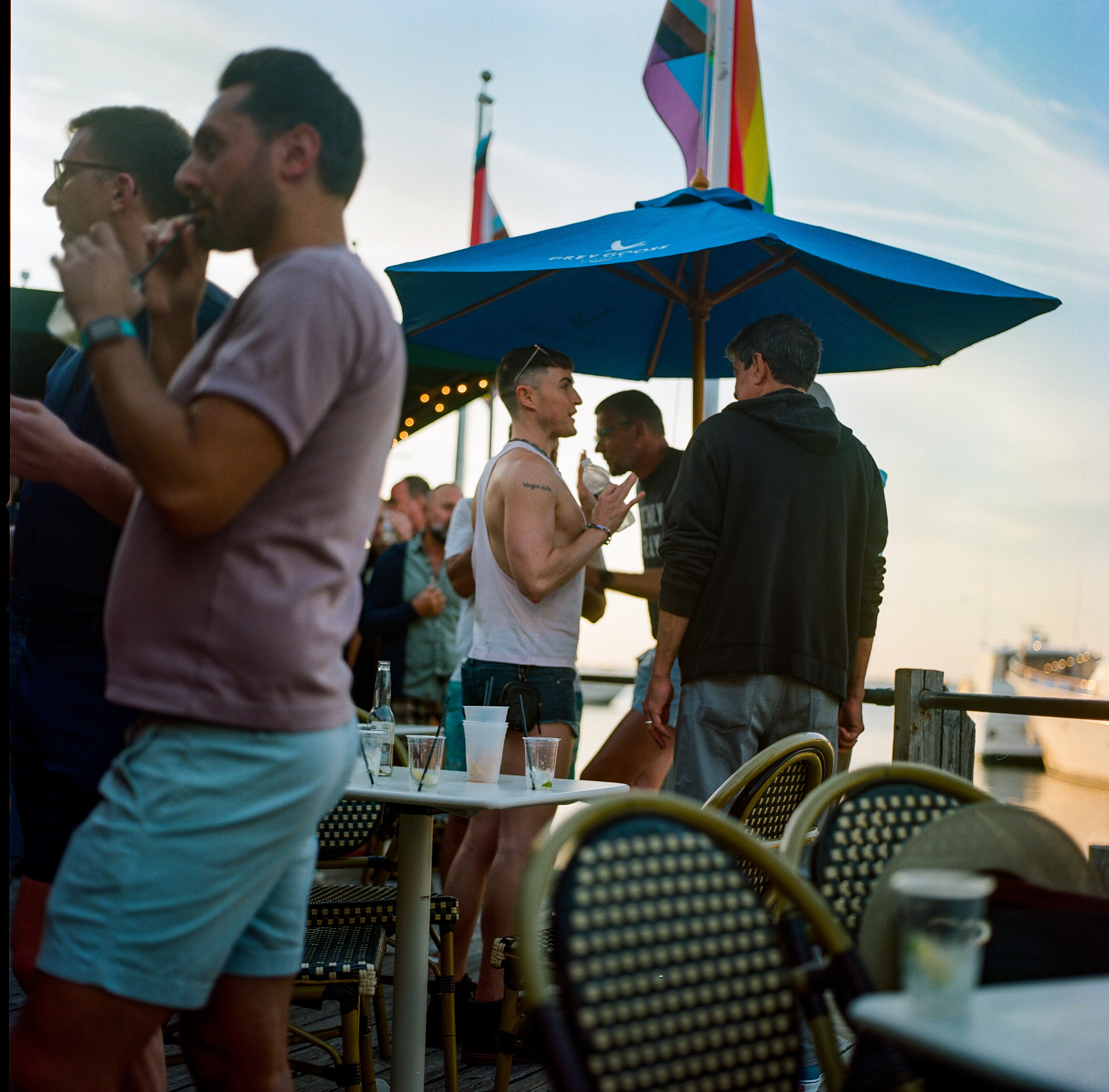 Fire Island 017, a square-format photograph street photograph made in Fire Island Pines, New York by Robert Andy Coombs.