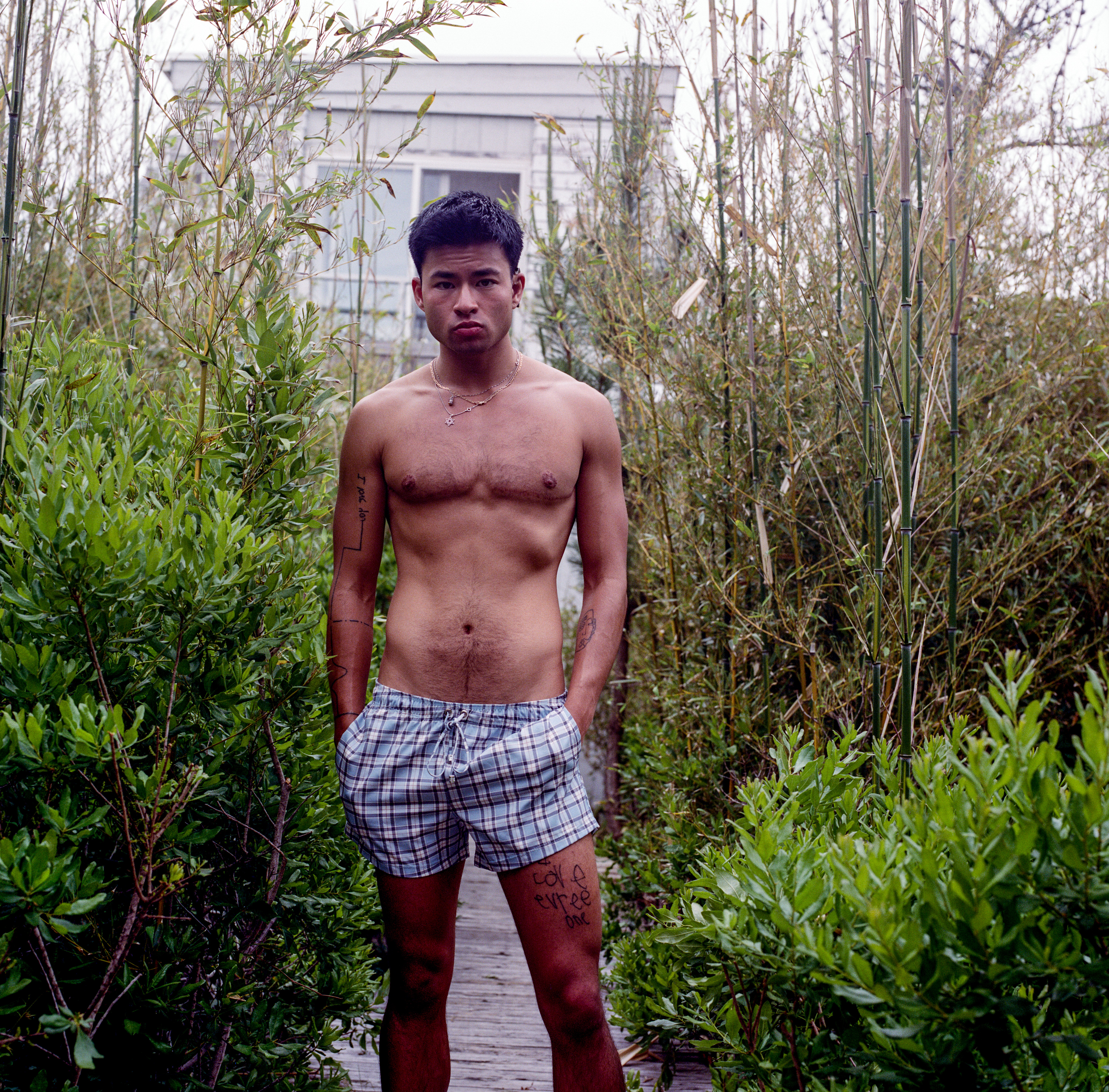 Fire Island 051, a square-format photograph street photograph made in Fire Island Pines, New York by Robert Andy Coombs.